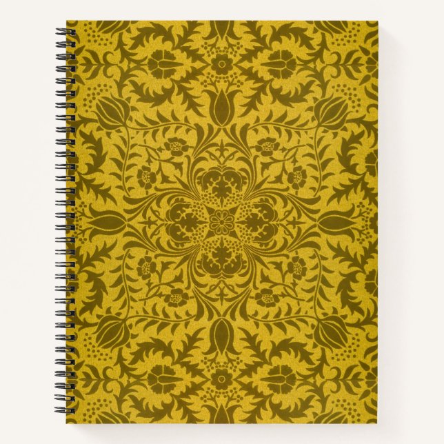William Morris Seamless Vine Gold Yellow Pattern Notebook (Front)