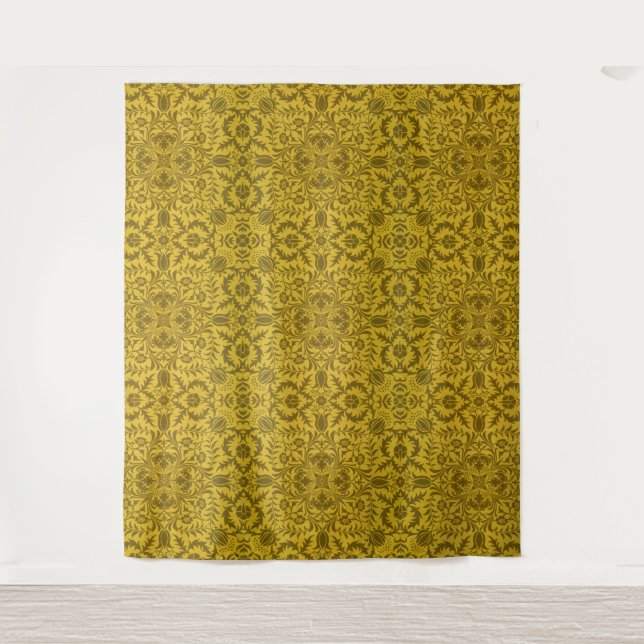William Morris Seamless Vine Gold Yellow Pattern Tapestry (Front)