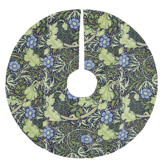 William Morris Seaweed Antique Flower Brushed Polyester Tree Skirt (Front)