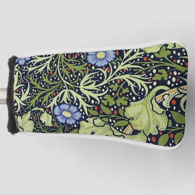 William Morris Seaweed Antique Flower Golf Head Cover (Front)