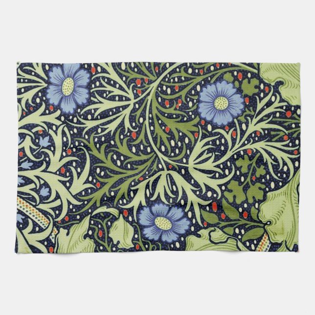 William Morris Seaweed Antique Flower Kitchen Towel (Horizontal)