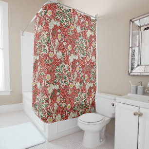 William Morris Seaweed Antique Flower Red Green