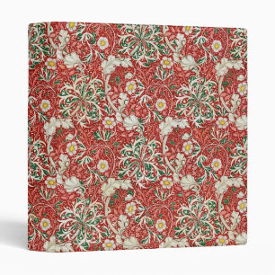 William Morris Seaweed Antique Flower Red Green Binder
