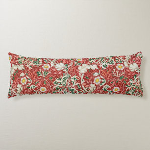 William Morris Seaweed Antique Flower Red Green Body Pillow