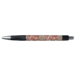 William Morris Seaweed Antique Flower Red Green Pen