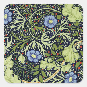 William Morris Seaweed Antique Flower Square Sticker
