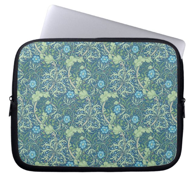 William Morris "Seaweed" Blue/Green Victorian Era  Laptop Sleeve (Front)