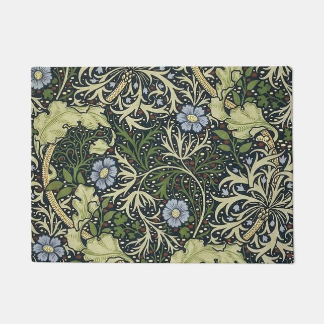 William Morris Seaweed Pattern Doormat (Front)