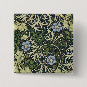 William Morris Seaweed Pattern Floral Vintage Art 2 Inch Square Button