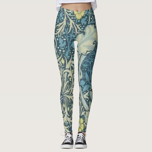 William Morris Seaweed Pattern Leggings (Front)