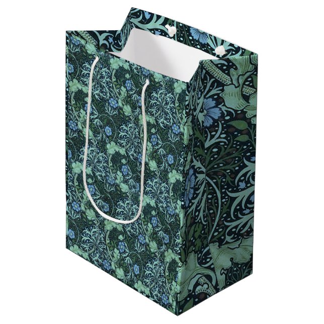 William Morris Seaweed Pattern     Medium Gift Bag (Front Angled)
