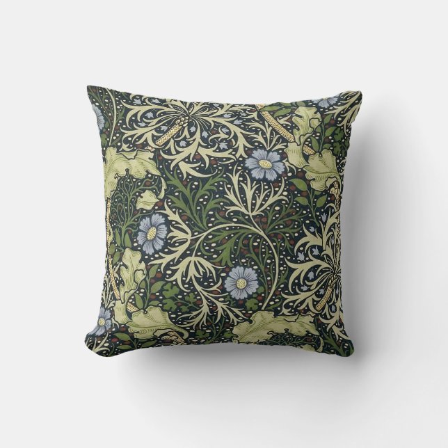 William Morris Seaweed Pattern Throw Pillow (Front)