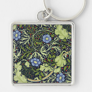 William Morris Seaweed Wallpaper Pattern Keychain