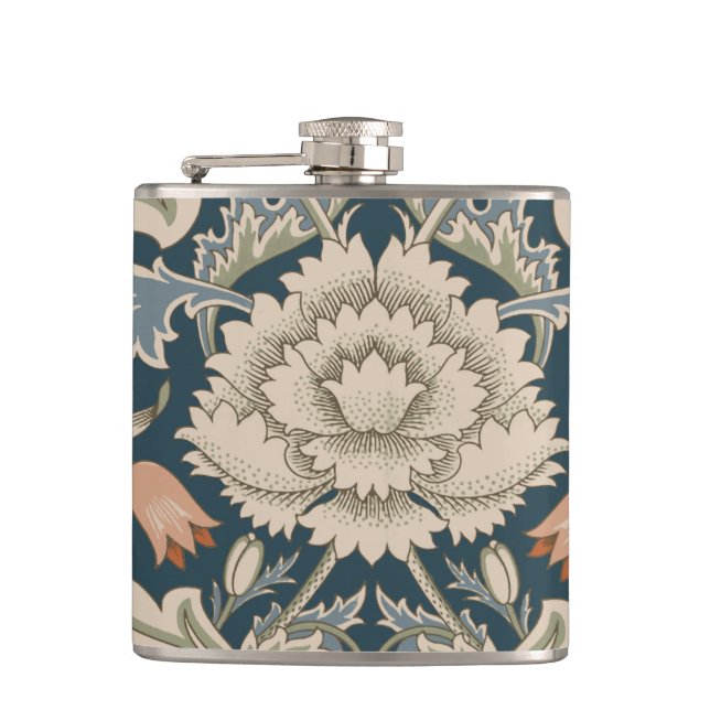 William Morris Severn Floral Garden Flower Classic Hip Flask (Front)
