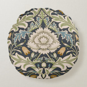 William Morris Severn Navy Blue Floral Art Round Pillow