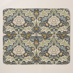 William Morris Severn Navy Blue Floral Art Sherpa Blanket