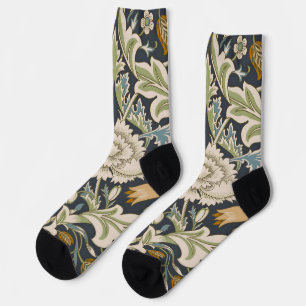 William Morris Severn Navy Blue Floral Art Socks