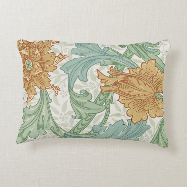 William Morris Single Stem Floral Pattern Accent Pillow (Back)