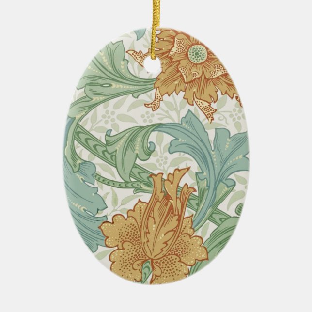 William Morris Single Stem Floral Pattern Ceramic Ornament (Front)