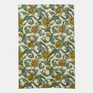 William Morris Single Stem Floral Pattern Kitchen Towel