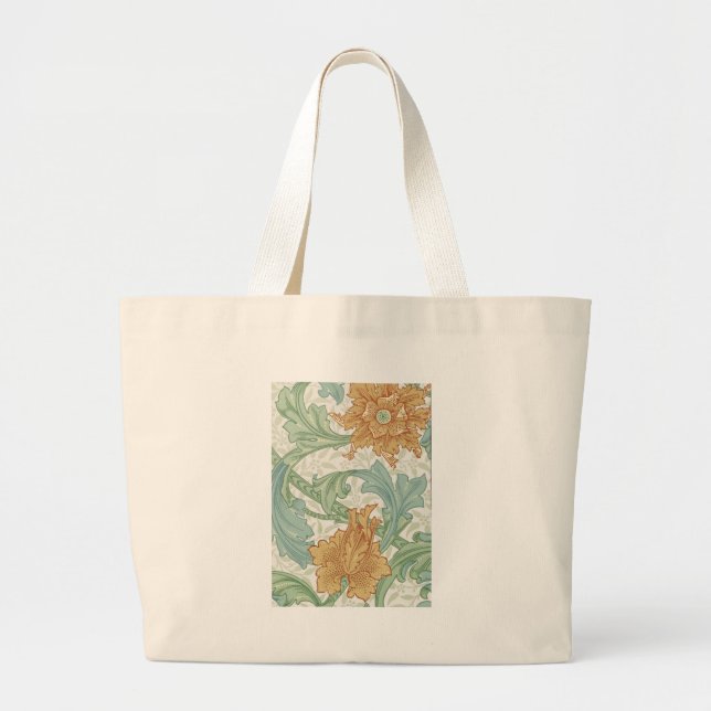 William Morris Single Stem Floral Pattern Large Tote Bag (Front)