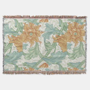 William Morris Single Stem Floral Pattern Throw Blanket