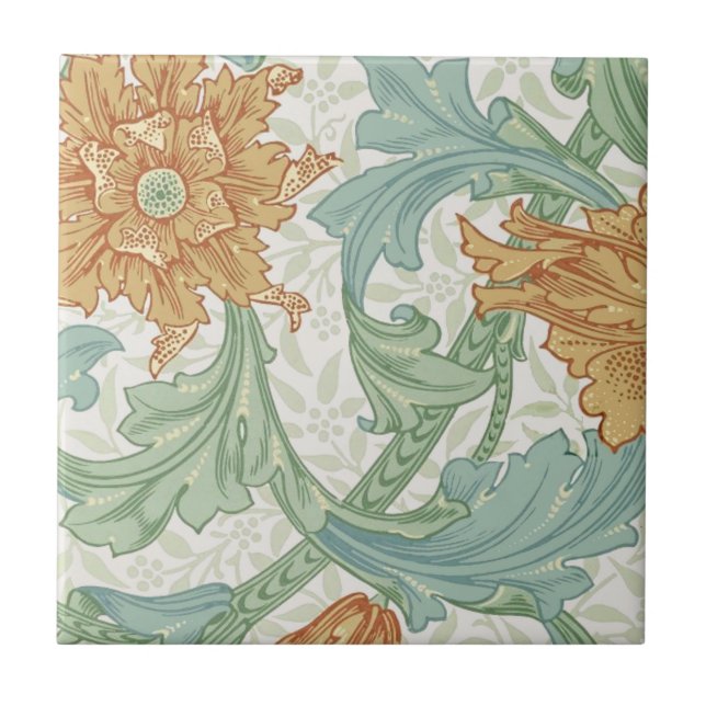 William Morris Single Stem Floral Pattern Tile (Front)
