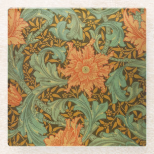 William Morris Single Stem Pattern Art Nouveau Glass Coaster