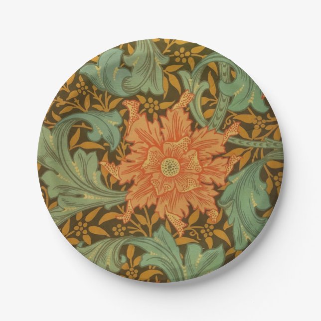 William Morris Single Stem Pattern Art Nouveau Paper Plate (Front)