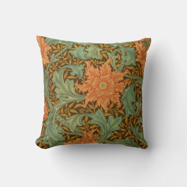 William Morris Single Stem Pattern Art Nouveau Throw Pillow (Front)