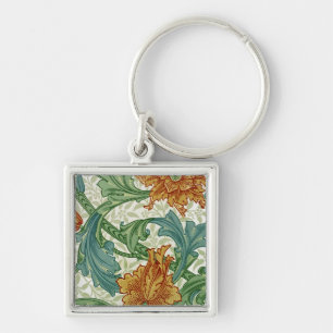 William Morris Single Stem Vintage Floral Flowers  Keychain