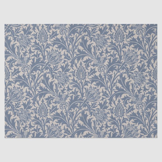 William Morris Slate Blue Thistle Wallpaper Tissue Paper (Front)