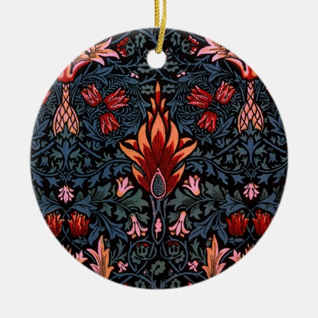 William Morris Snakeshead Dark Pattern Ceramic Ornament (Front)