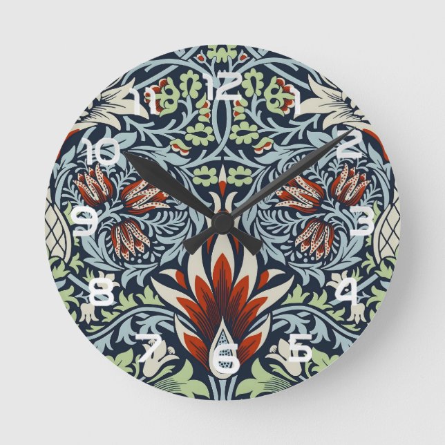 William Morris Snakeshead Floral Classic Botanical Round Clock (Front)