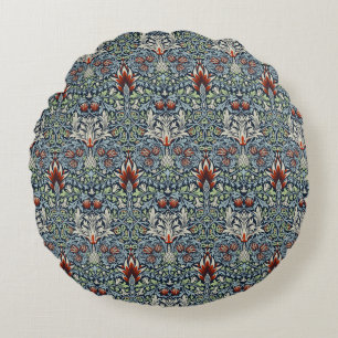 William Morris Snakeshead Floral Classic Botanical Round Pillow