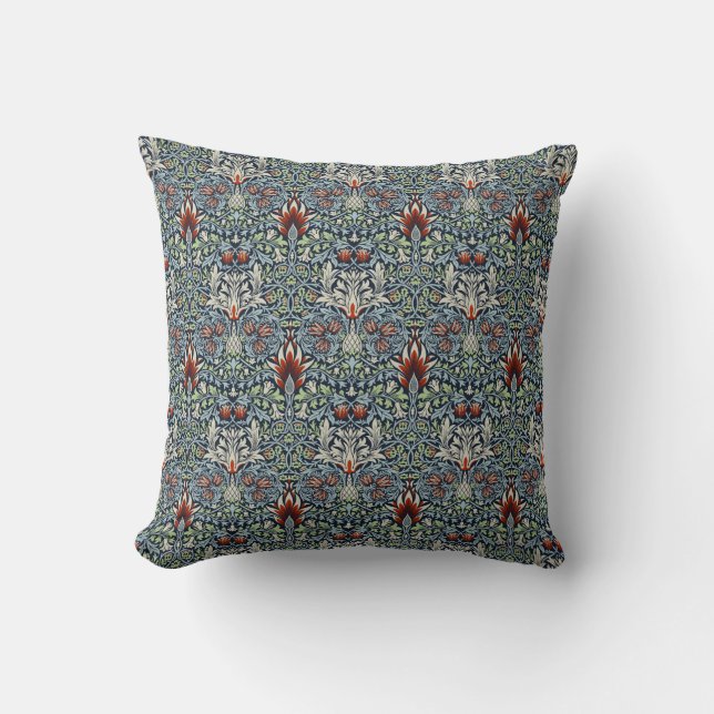 William Morris Snakeshead Floral Classic Botanical Throw Pillow (Front)