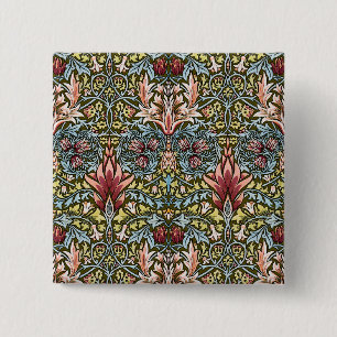 William Morris Snakeshead Floral Pattern 2 Inch Square Button