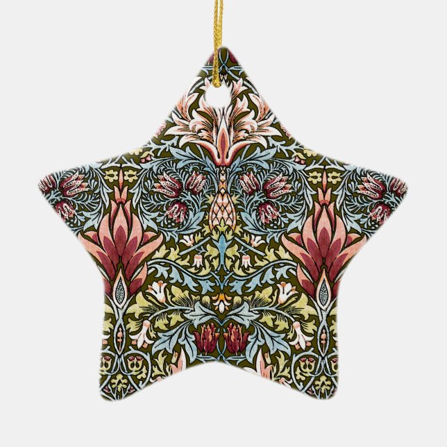 William Morris Snakeshead Floral Pattern Ceramic Ornament (Front)