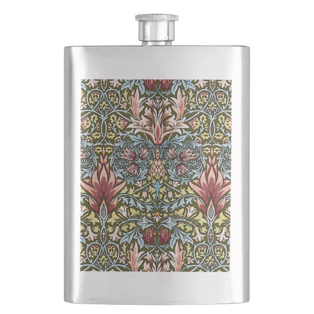 William Morris Snakeshead Floral Pattern Hip Flask (Front)