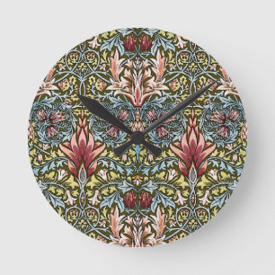 William Morris Snakeshead Floral Pattern Round Clock