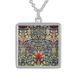 William Morris Snakeshead Floral Pattern Sterling Silver Necklace