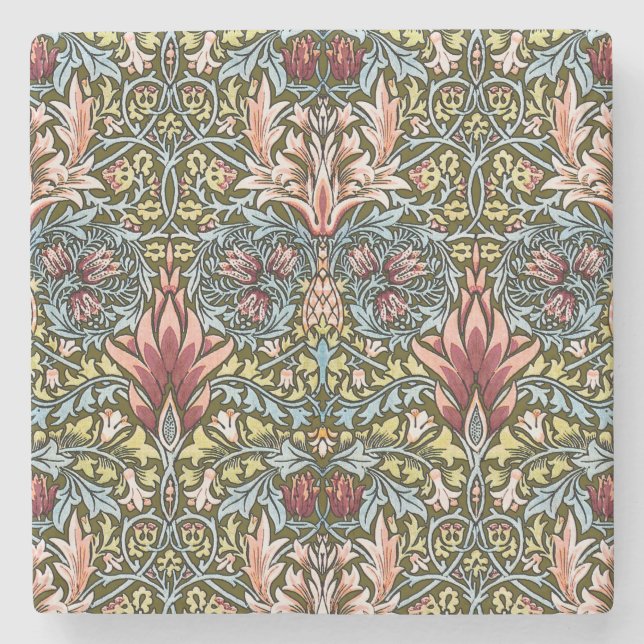 William Morris Snakeshead Floral Pattern Stone Coaster (Front)