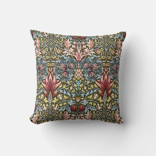 William Morris Snakeshead Floral Pattern Throw Pillow (Front)