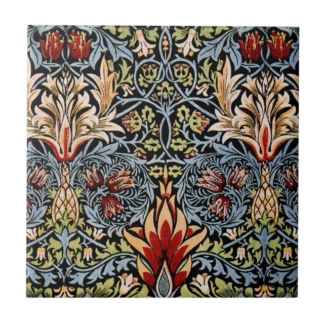 William Morris Snakeshead Floral Pattern Tile (Front)