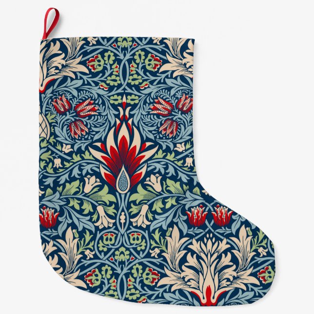 William Morris Snakeshead Fritillary Floral Design Large Christmas Stocking (Front)