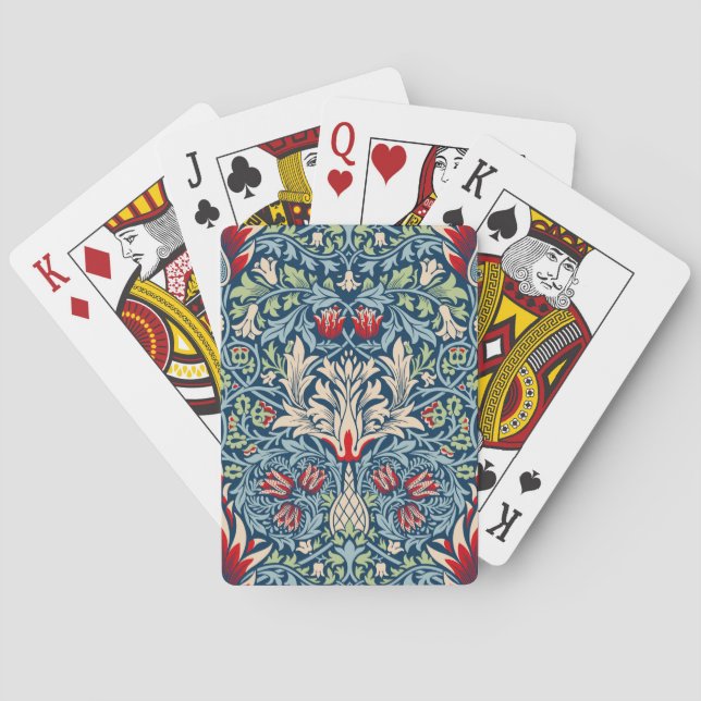 William Morris Snakeshead Fritillary Floral Design Playing Cards (Back)
