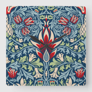 William Morris Snakeshead Fritillary Floral Design Square Wall Clock