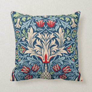 William Morris Snakeshead Fritillary Floral Design Throw Pillow