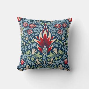 William Morris Snakeshead Fritillary Floral Design Throw Pillow
