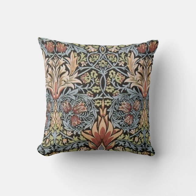 William Morris Snakeshead Pattern Throw Pillow (Front)